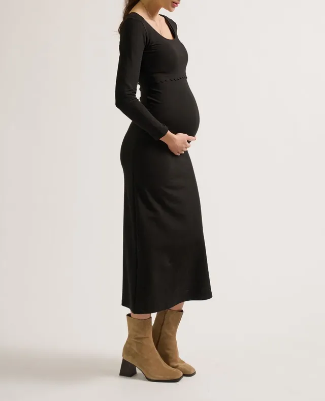 cache-c-ur-mathilde-robe-de-grossesse-et-allaitement-noir-manches-longues image 1