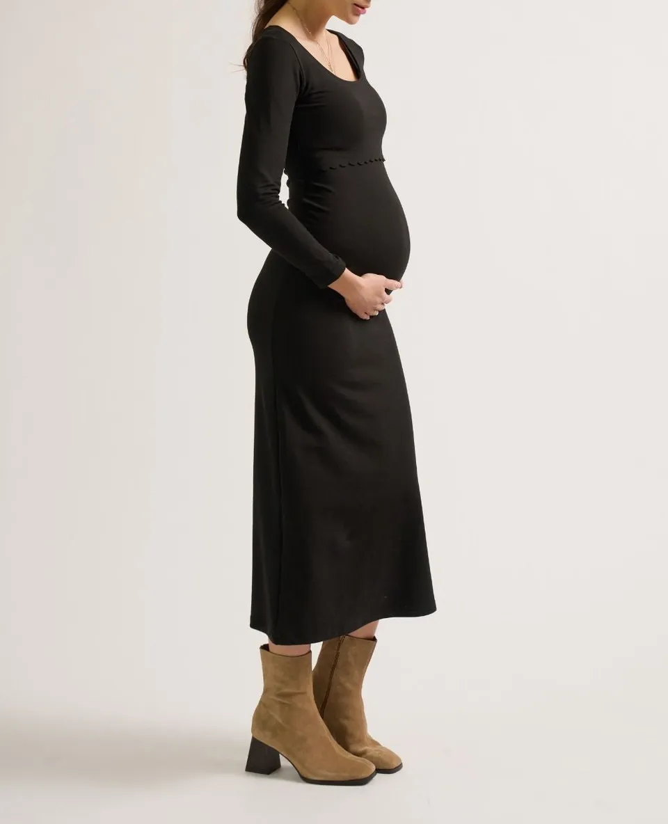 cache-c-ur-mathilde-robe-de-grossesse-et-allaitement-noir-manches-longues image 1