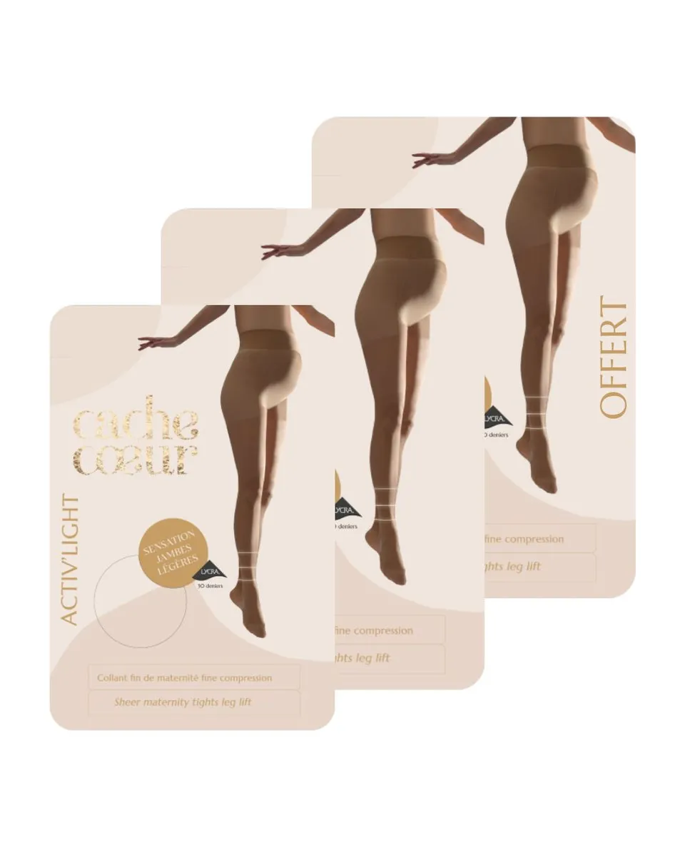 cache-c-ur-activ-light-lot-de-3-collants-de-grossesse-30-deniers-beige image 1