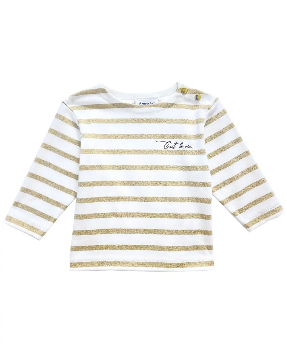 cache-c-ur-morgat-b-b-marini-re-blanc-dor-lurex-manches-longues image 1