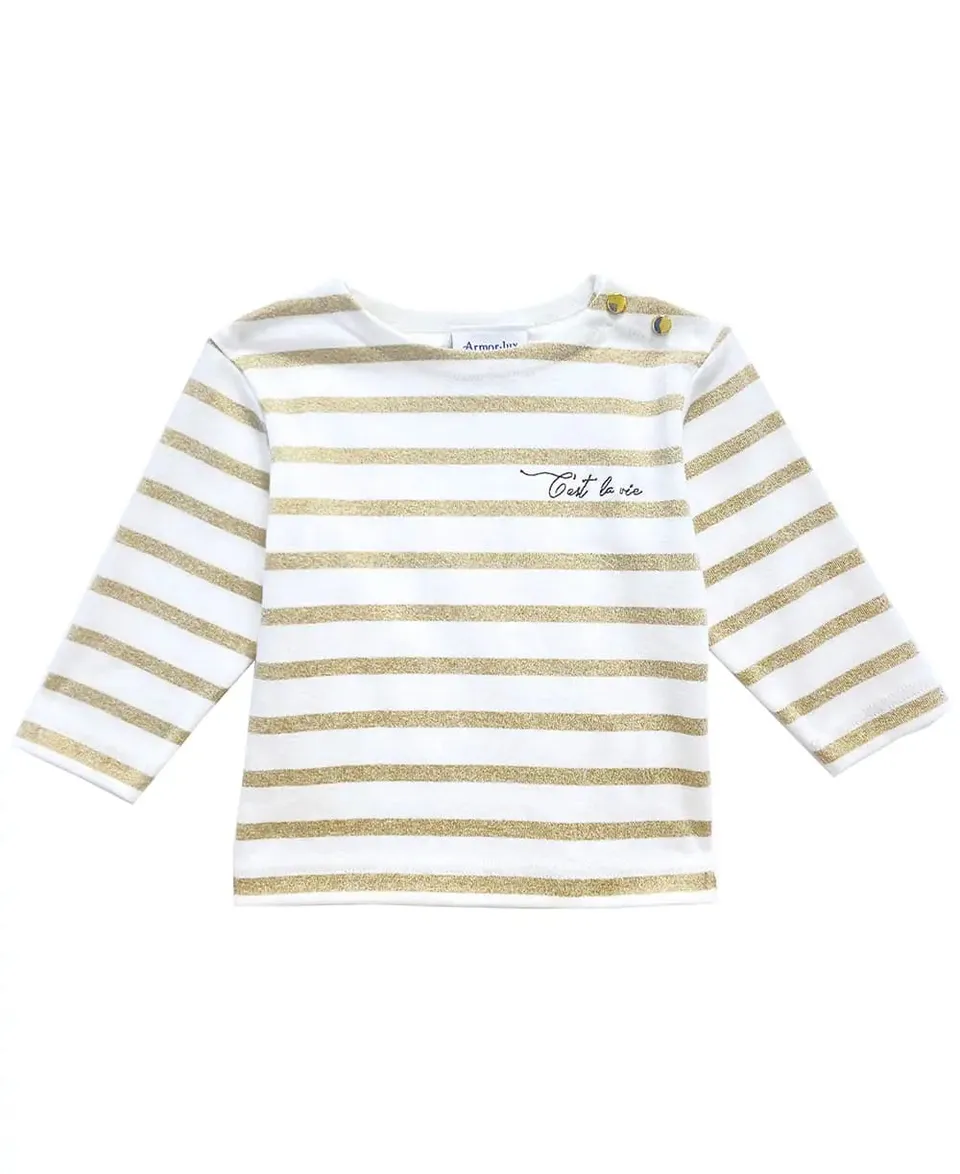 cache-c-ur-morgat-b-b-marini-re-blanc-dor-lurex-manches-longues image 1