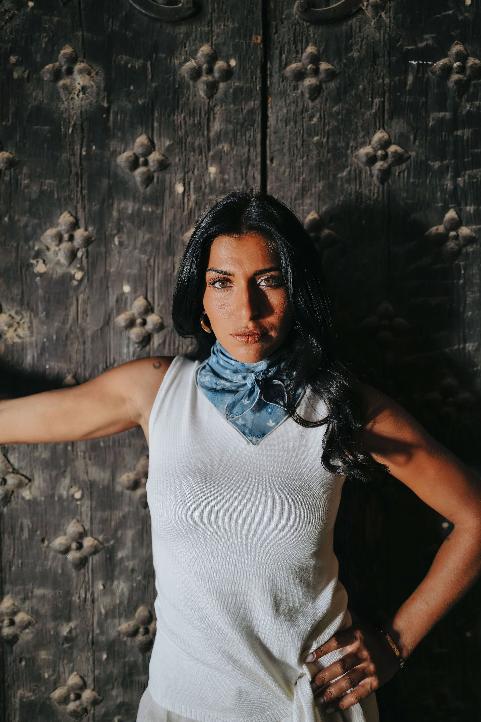 petrusse-oria-denim-cotton-scarf-65-coton image 1